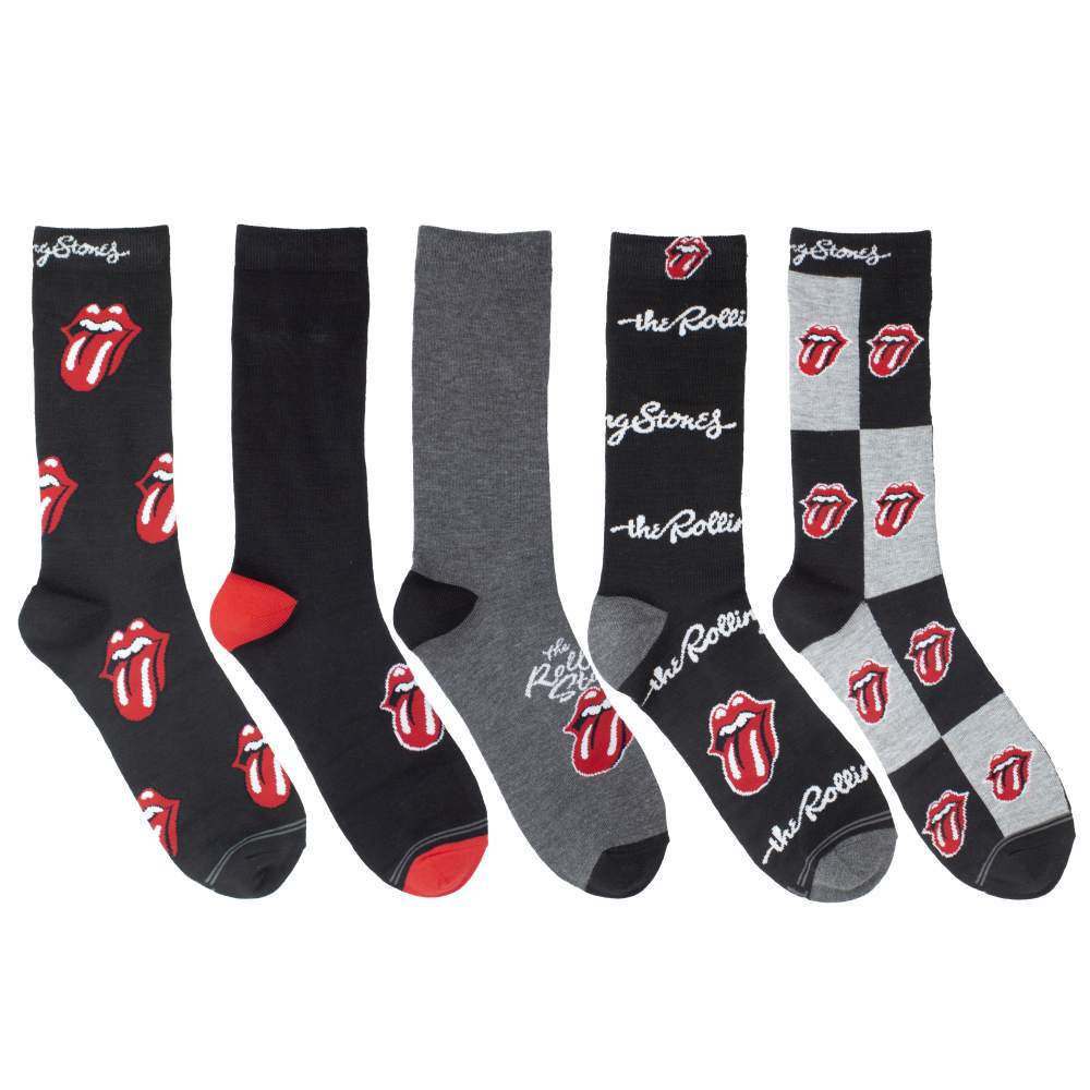 The Rolling Stones - 5 Pack Gift Box Set Sokken - Zwart/Grijs